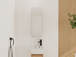 English Elm 10'' Wall Mounted Medicine Cabinet with Adjustable Glass Shelves and Jewelry Organizer W999P470283