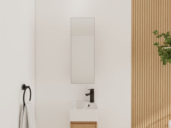English Elm 10'' Wall Mounted Medicine Cabinet with Adjustable Glass Shelves and Jewelry Organizer W999P470283