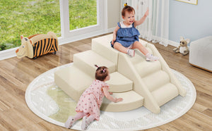English Elm 9-piece Soft Foam Toddler Climbing Play Set with Velcro Blocks for Indoor Playrooms Beige N710P444692K