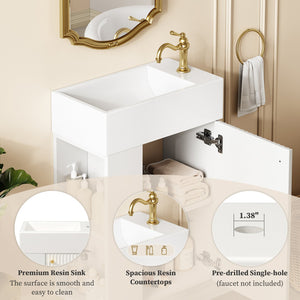 English Elm 18.5 Modern Floating Bathroom Vanity with Resin Sink, Wood Grain Triamine Finish, Soft-Close Doors, Side Storage N729P285506K