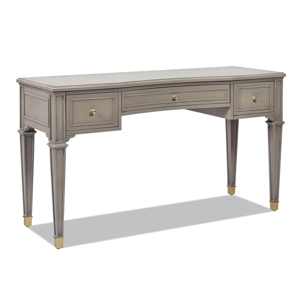 English Elm Jennifer Taylor Home - Dauphin 55" Executive Desk In Grey Cashmere - Stylish Wood Design With 3 Drawers & Gold Accents B2719P238479