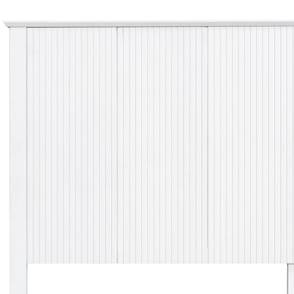 English Elm Stylish King Bed Frame Vertical Slat Headboard Low Profile Contemporary Bedroom White N770PK369234K