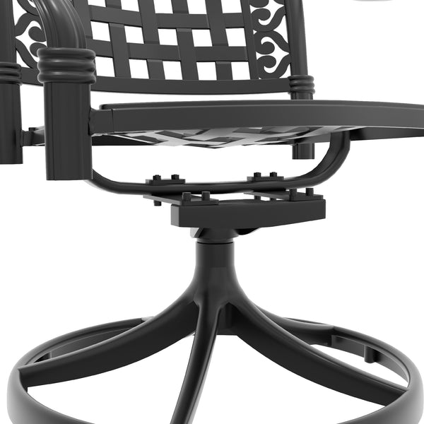 English Elm 9-Piece All-Weather Cast Aluminum Dining Set With Swivel Chairs, Cushions & Elegant Oval Table W1710S00472