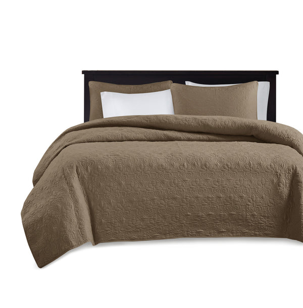 English Elm Reversible Quilt Set Full/Queen - Madison Park Quebec Cottage-Style Quilted Bedding, Antimicrobial Mocha 17.72 L x 15.35 W x 7.09 H B03597566