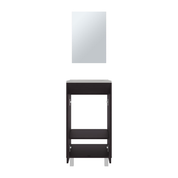English Elm Bathroom Compact vanity cabinet with sink and mirror, 2-door storage, 2 shelves, 4 legs, engineered durability Black 37.01 L x 22.05 W x 12.2 H B097P350301