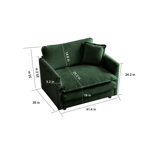English Elm Sofa Set Of 3 - Stylish Modern Green Chenille Living Room Sofa With Accent Chairs For Comfort W714S00327-GIGA