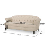 Christopher Knight Home® - Noble House - Chouteau Contemporary Deep Tufted Sofa with Nailhead Trim