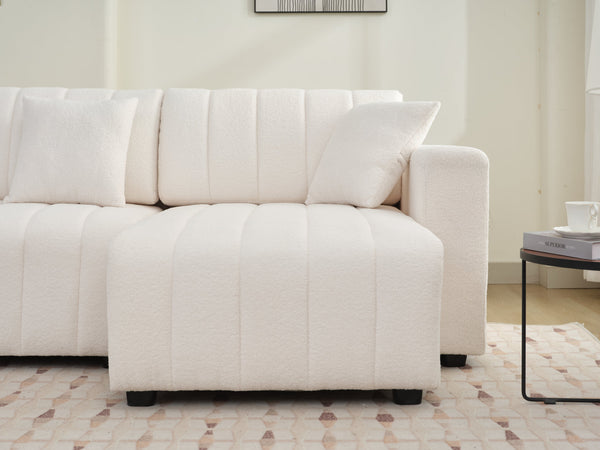 English Elm Scandinavian Channel Tufted L Shaped Sectional Sofa with Plush Foam Cushioned Seating B2730S00042