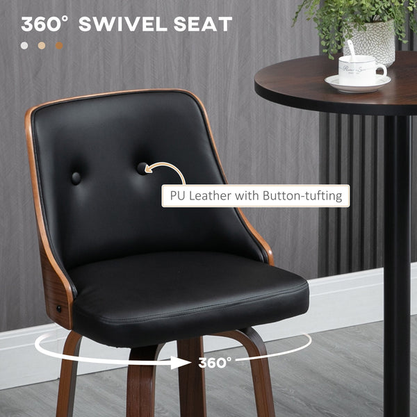 English Elm Homcom Stylish Pu Leather Swivel Bar Stools - Set Of 2 With Footrest & Tufted Back For Comfort W2225P217133