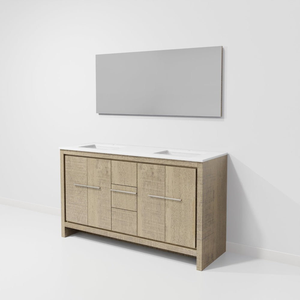English Elm Rustic Acacia Double Bath Vanity With Cultured Marble Top & Mirror – Stylish Storage Solution! B2731S01496-GIGA