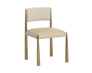 Sunpan BAYARD Dining Chair - Elegant Antique Brass Legs with Textured Santa Cruz Oatmeal & Napa Beige Upholstery 112804