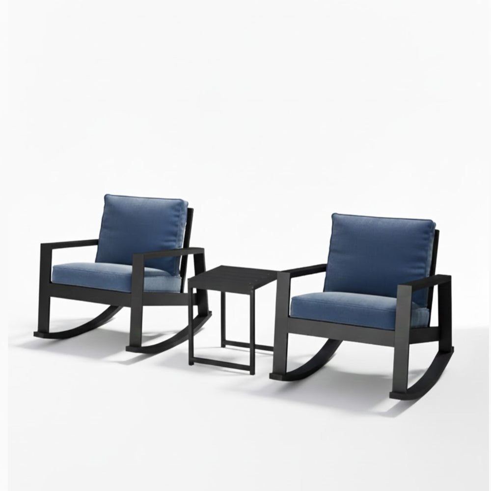 English Elm Aluminum Powder Coated Outdoor Rocking Set with Side Table for Porch or Deck B082P455104