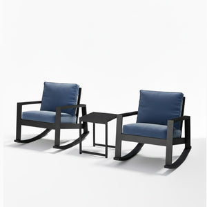 English Elm Aluminum Powder Coated Outdoor Rocking Set with Side Table for Porch or Deck B082P455104