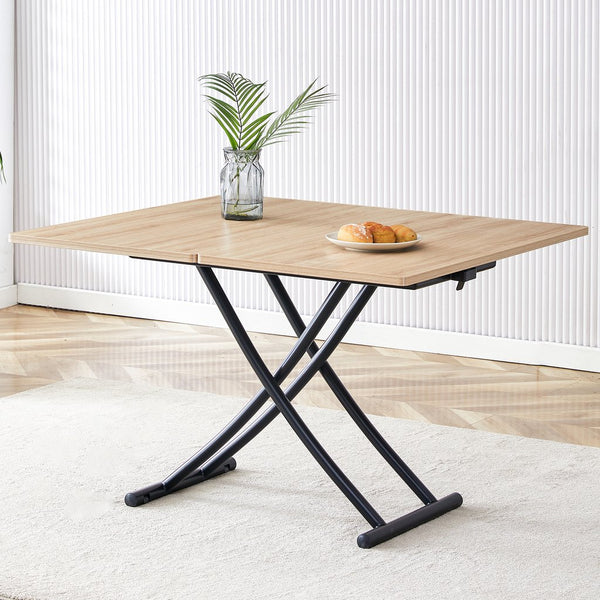 English Elm Modern Lift Top Multifunctional Table Mfc Surface Black Metal Legs Small Space Desk W1151P149702