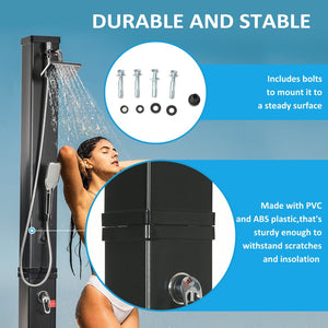 English Elm Outsunny 10.6 Gallons Solar Heated Outdoor Shower With 360° Rainfall, Handheld Head & Foot Rinse W2225P200682-GIGA