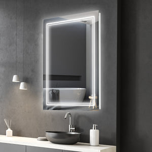 English Elm kleankin 32" x 24" LED Bathroom Mirror with Touch Button, IP44 Waterproof, Plug-In, Aluminum Frame, Dual Mounting Options W2225P217006