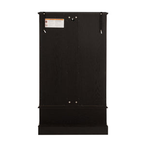 English Elm Lighted Curio Cabinet With Adjustable Shelves & Built-In Drawer - Elegant Display With Lighting, Black W1758P297549