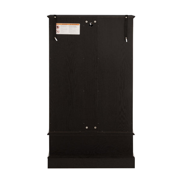 English Elm Lighted Curio Cabinet With Adjustable Shelves & Built-In Drawer - Elegant Display With Lighting, Black W1758P297549