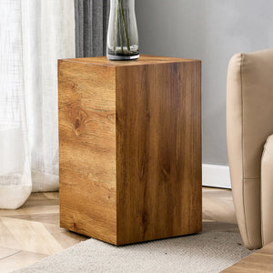 English Elm Elevate Modern Wood-Textured MDF Side Table, 11.8"x11.8"x19.6", No-Assembly, Versatile Accent Table W1151P242266