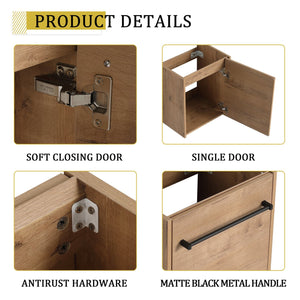 English Elm 18'' Floating Wall-Mounted Bathroom Vanity with Ceramic Sink, Soft-Close Door & Space-Saving Design Imitative Oak W999P236339