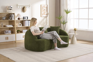 English Elm Ly-049s Curved Chenille Loveseat with Boneless Frame for Modern Living Spaces Green W2231P402441