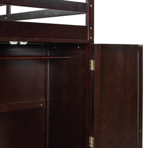 English Elm Twin Loft Bed with Built-in Desk Wardrobe and Drawers Solid Pine Space Saver Espresso LT000301AAP-2