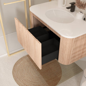 English Elm Arcora 36 Inch Wall Mounted Floating Bathroom Vanity With Curved Sink, Soft Close Drawer & Modern Design W3235P336190