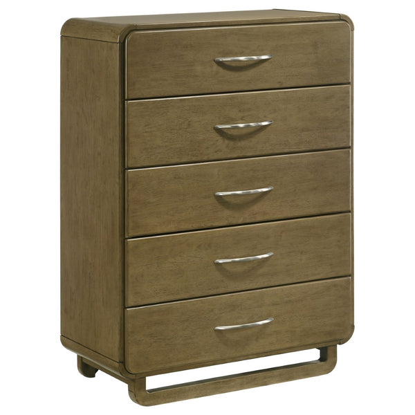 English Elm Tully Nutmeg 5-Drawer Chest - Modern Storage Solution With Warm Finish For Bedroom Elegance B062P374093-GIGA