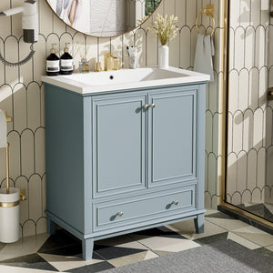 English Elm 30" Stylish Bathroom Vanity With Green Sink Combo, Smart Storage & Durable Design For Modern Homes SY999606AAC-6
