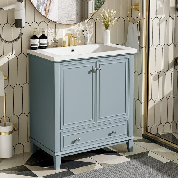 English Elm 30" Stylish Bathroom Vanity With Green Sink Combo, Smart Storage & Durable Design For Modern Homes SY999606AAC-6