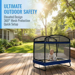 English Elm 4*6ft Outdoor Rectangular Kids Trampoline with Safety Net Swing and Climbing Bar W2071P320537