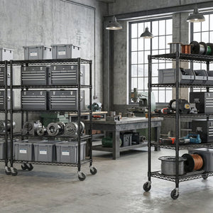 English Elm 2640 Lbs Carbon Steel Four Tier Shelving Unit with Casters for Garage or Warehouse W5386P445358