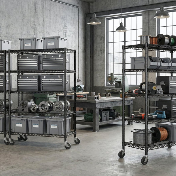 English Elm 2640 Lbs Carbon Steel Four Tier Shelving Unit with Casters for Garage or Warehouse W5386P445358