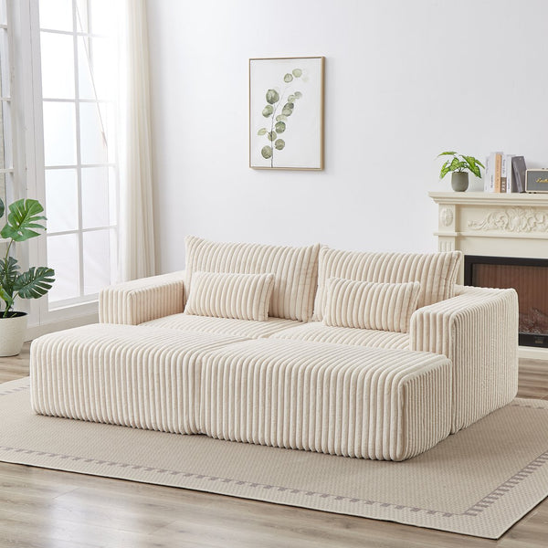 English Elm 87" Oversized Sectional Lounge Chaise - Cloud-Like Comfort, No Assembly, Plush Loveseat With Footstools W834S00331