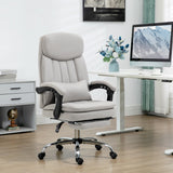 English Elm Vinsetto Microfibre Executive Massage Office Chair, Swivel Computer Desk Chair, Heated Reclining Computer Chair With Lumbar Support Pillow, Light Gray