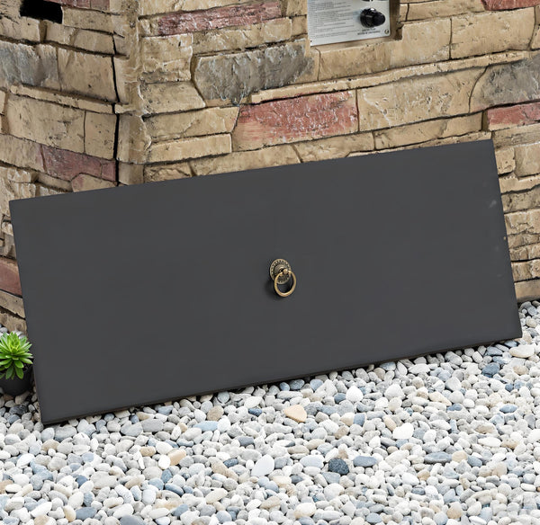 English Elm 42" Propane Fire Pit Table 50,000 BTU Rectangular MgO Top Hidden Tank Cover Glass Beads, ETL Reviewed W853P293858