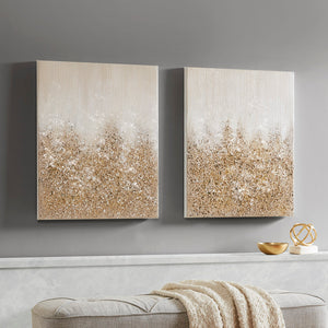 JLA Home Madison Park - Heavily Embellished two-panel canvas art set with metallic gradients, real stone accents & gold sparkle for luxe décor MP95C-0173