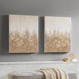 Madison Park Golden Glimmer Glam/Luxury Heavily Embellished 2-piece Canvas Wall Art Set MP95C-0173 Gold