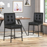 Christopher Knight Home® - Noble House - Commonwealth Industrial Modern 24" Counter Stool with Faux Leather Backing and Metal Pipe Base - Set of 2