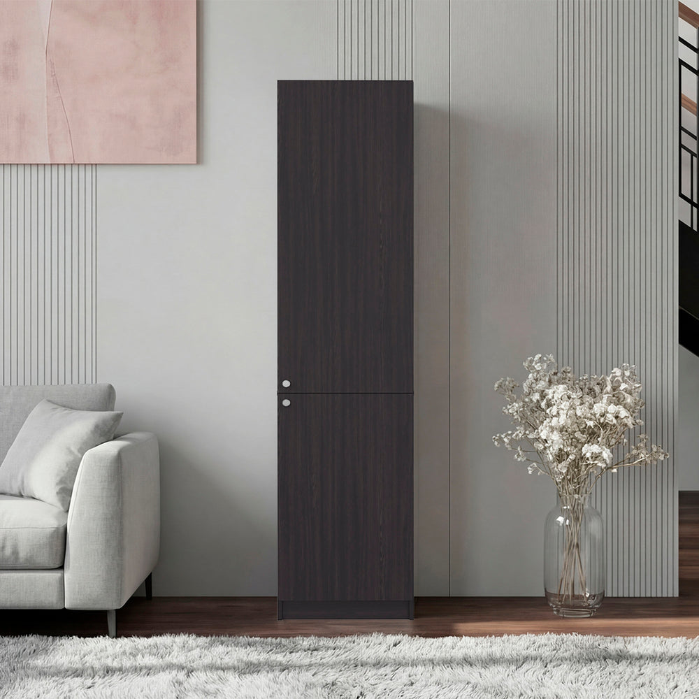 English Elm Kudai Tall Narrow Wenge Storage Cabinet Five Open Shelves Modern Minimalist Design B128P485419