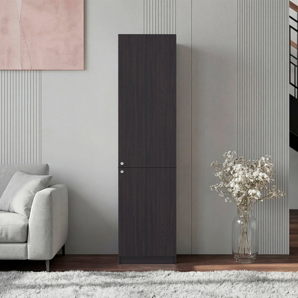 English Elm Kudai Tall Narrow Wenge Storage Cabinet Five Open Shelves Modern Minimalist Design B128P485419