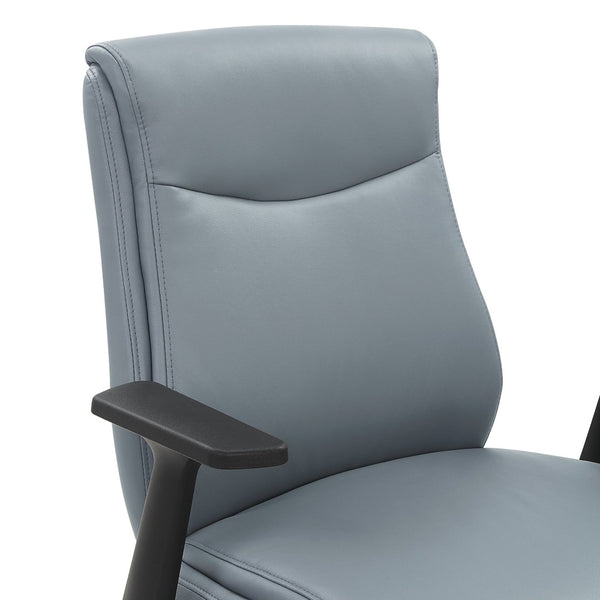OSP Home Furnishings Mid Back Faux Leather Office Chair with Lumbar Support Adjustable Arms and Swivel Base FL91201-U42