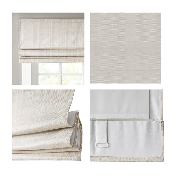English Elm Basketweave Thermal Foambacking Roman Shade with Cordless Lift, OEKO-TEX Certified Energy-Saving Window Solution Ivory 5.08 L x 10.5 W x 7.5 H B03598222