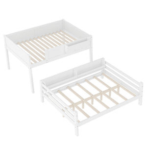 English Elm Full Pine Bunk Bed with Integrated Bookshelves Guardrails and Detachable Frame White W5316S00011