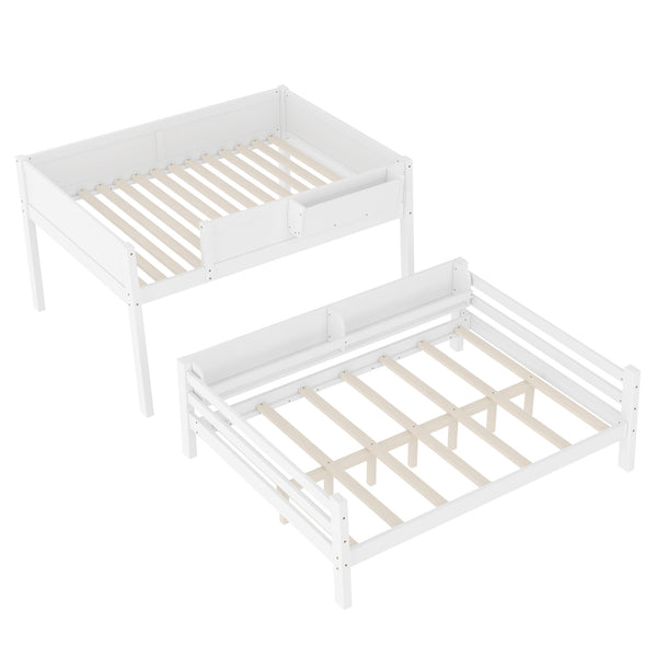 English Elm Full Pine Bunk Bed with Integrated Bookshelves Guardrails and Detachable Frame White W5316S00011
