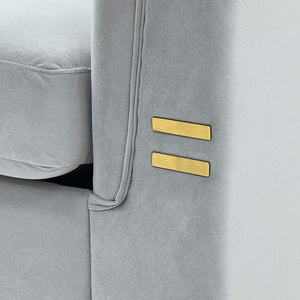 English Elm FX-P83-2PC Velvet Sofa Set of 2 with Tufted Cushions and Gold-Tone Metal Legs for Luxe Comfort Light Gray W576S00238