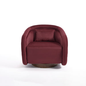English Elm Swivel Barrel Chair Plush Teddy Fabric Pumpkin Silhouette for Living Room or Bedroom W3244P288860