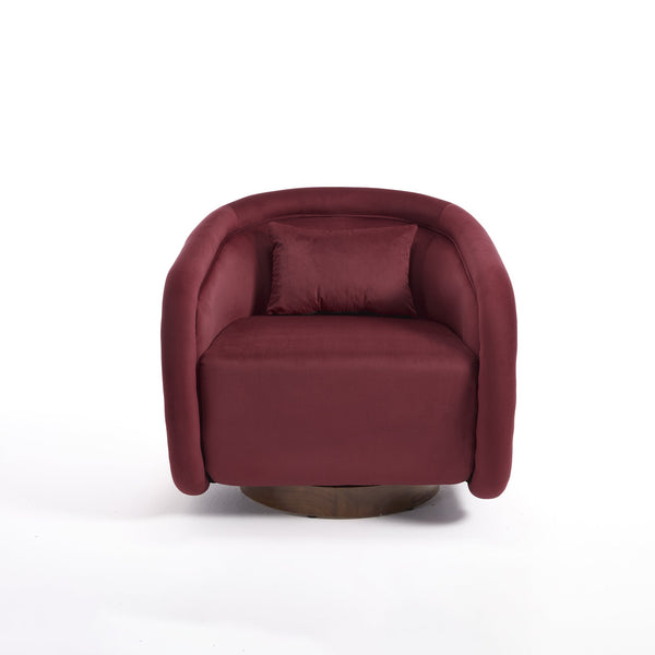 English Elm Swivel Barrel Chair Plush Teddy Fabric Pumpkin Silhouette for Living Room or Bedroom W3244P288860