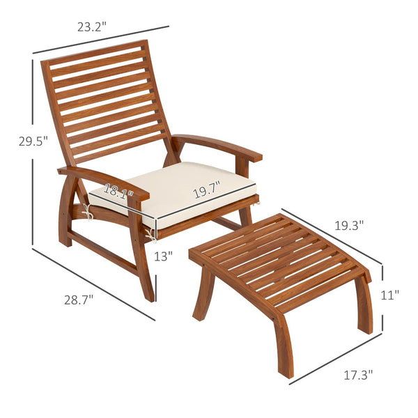 English Elm Outsunny 4-Piece Acacia Wood Outdoor Dining Chair Set With Cushions & Footstools For Ultimate Comfort W2225P174095-GIGA