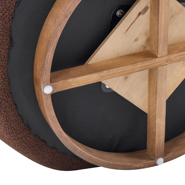 English Elm Wooden Bentwood Base Bouclé Barrel Swivel Chair for Living Room Reading Nook N776P359106D
